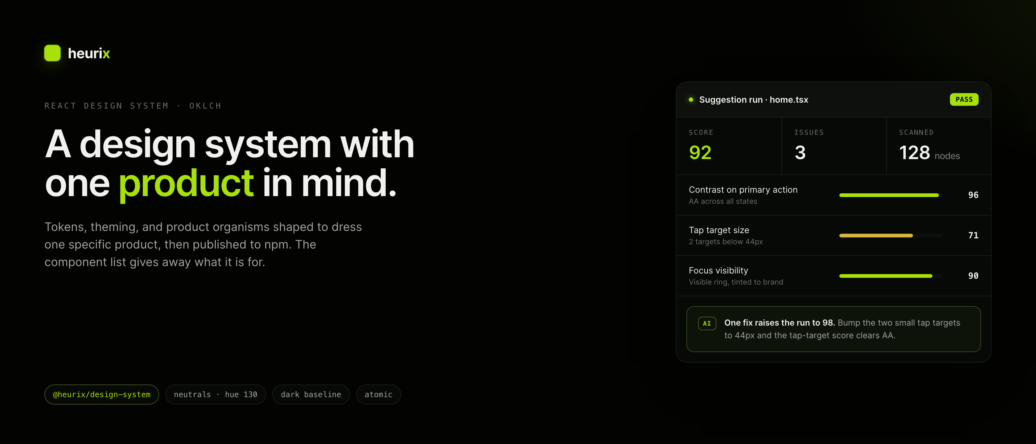 Heurix: a design system with one product in mind