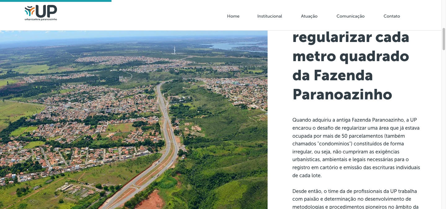 Mission section over an aerial of the former Fazenda Paranoazinho with Brasília's reservoir on the horizon: the commitment to regularize every square meter of the territory
